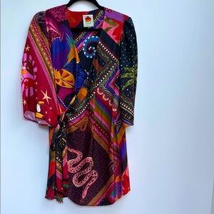 Farm Rio Colorful Patterned Wrap Dress size XS